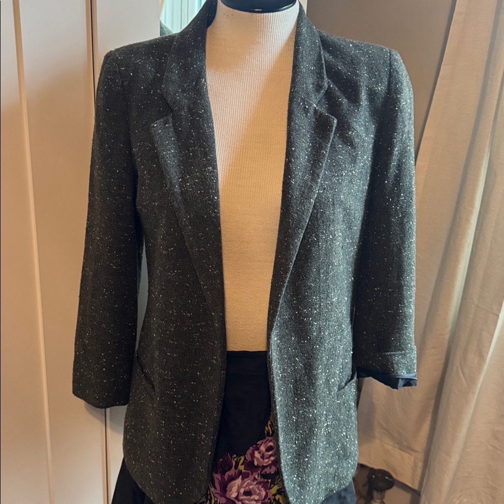 silence + noise Green & Black Speckled Open-Front Blazer